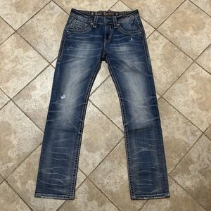 Rock Revival "Fermin" Blue Straight Distressed Jeans Men’s Size 32x32 NEW
